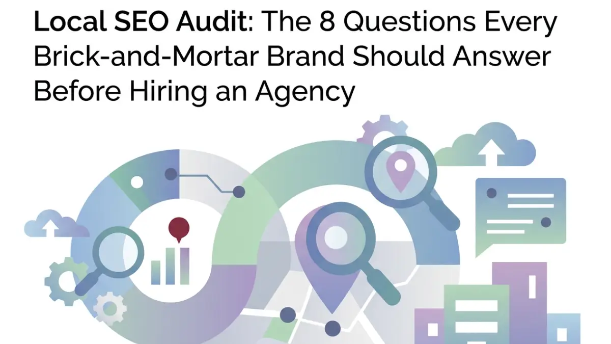 Professional header image for list-based article: Local SEO Audit: The 8 Questions Every Brick-and-Mortar B...