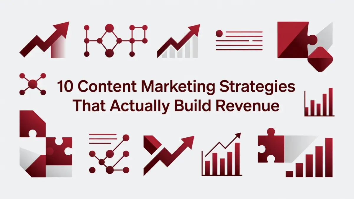 Professional header image for list-based article: 10 Content Marketing Strategies That Actually Build Revenue