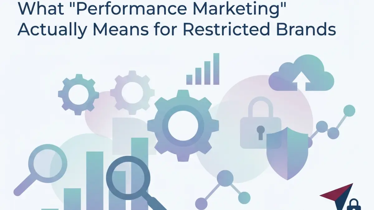 Professional header image for industry analysis: What 'Performance Marketing' Actually Means for Restricte...