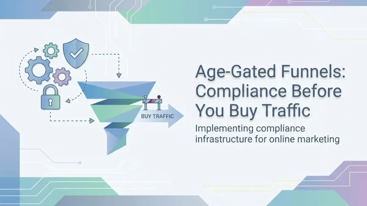 Professional header image for educational tutorial: Age-Gated Funnels: Compliance Before You Buy Traffic