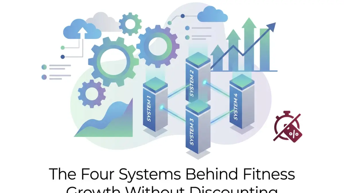 Professional header image for industry analysis: The Four Systems Behind Fitness Growth Without Discounting