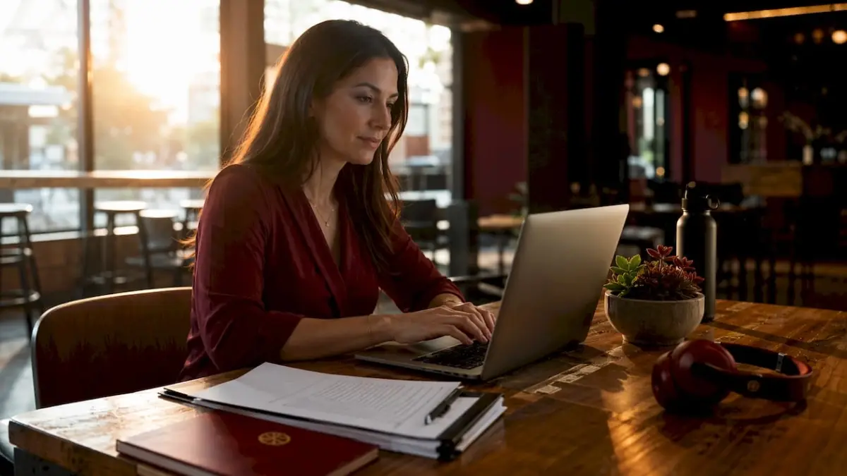 Gym manager working on an email marketing campaign
