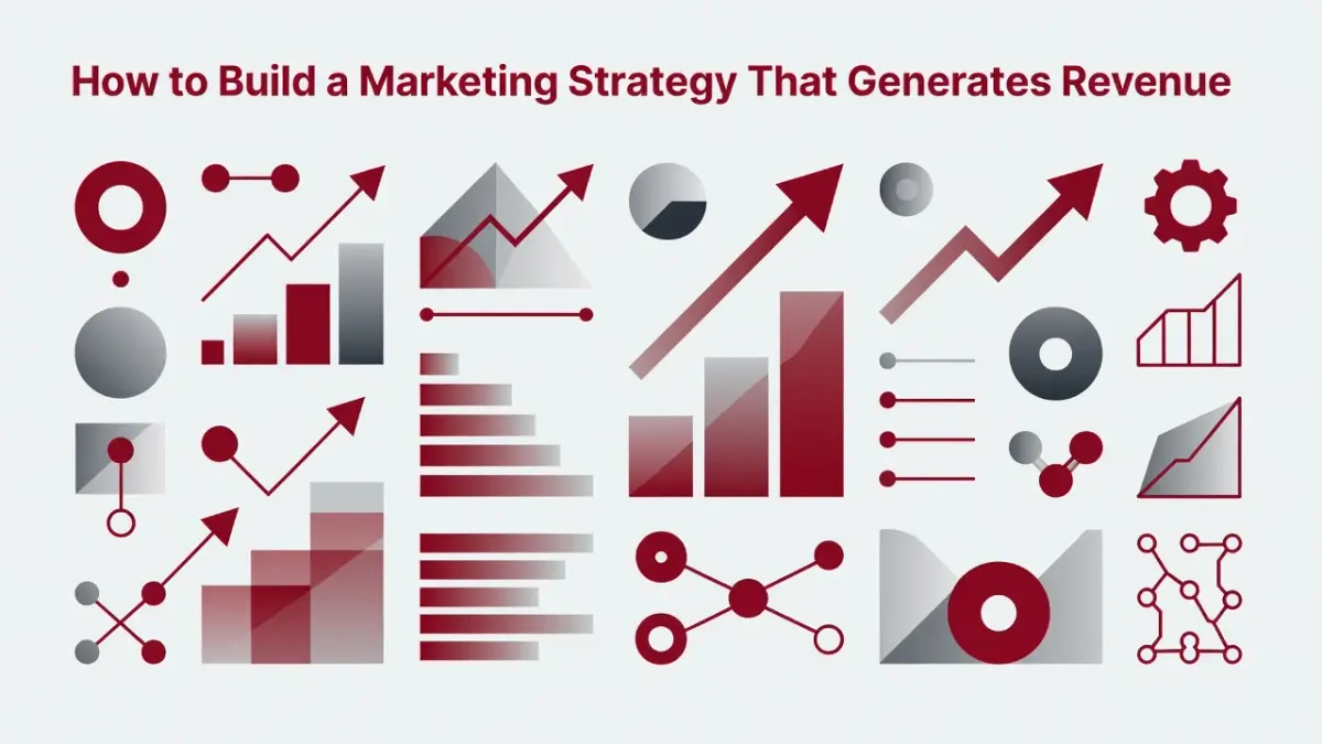 Professional header image for educational tutorial: How to Build a Marketing Strategy That Generates Revenue